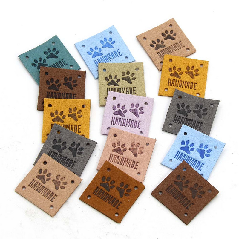 20kom Životinjske stope Ručno izrađene oznake Mačka Pas Šapa Kožne oznake Crtići Ručno izrađene etikete za odjeću Šeširi Pribor za šivanje 1 inč