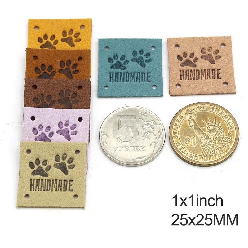 20kom Životinjske stope Ručno izrađene oznake Mačka Pas Šapa Kožne oznake Crtići Ručno izrađene etikete za odjeću Šeširi Pribor za šivanje 1 inč