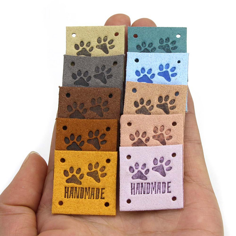 20kom Životinjske stope Ručno izrađene oznake Mačka Pas Šapa Kožne oznake Crtići Ručno izrađene etikete za odjeću Šeširi Pribor za šivanje 1 inč