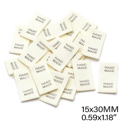 50 vnt. balto audinio etiketės Medvilninės rankų darbo etiketės skrybėlėms krepšiams austos rankų darbo etiketės drabužiams siuvimas amatai drabužių priedai