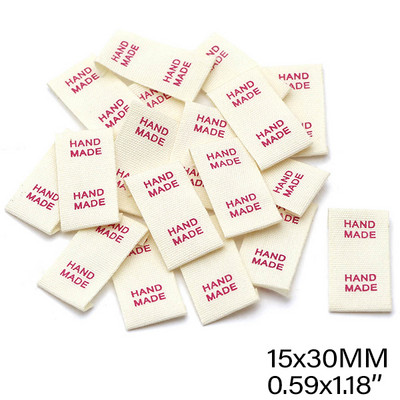 50 vnt. balto audinio etiketės Medvilninės rankų darbo etiketės skrybėlėms krepšiams austos rankų darbo etiketės drabužiams siuvimas amatai drabužių priedai