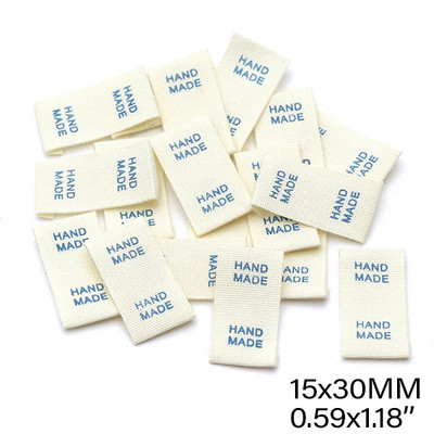 50 vnt. balto audinio etiketės Medvilninės rankų darbo etiketės skrybėlėms krepšiams austos rankų darbo etiketės drabužiams siuvimas amatai drabužių priedai