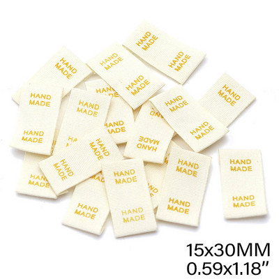 50 vnt. balto audinio etiketės Medvilninės rankų darbo etiketės skrybėlėms krepšiams austos rankų darbo etiketės drabužiams siuvimas amatai drabužių priedai