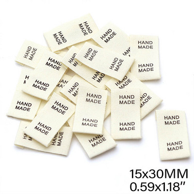 50 vnt. balto audinio etiketės Medvilninės rankų darbo etiketės skrybėlėms krepšiams austos rankų darbo etiketės drabužiams siuvimas amatai drabužių priedai