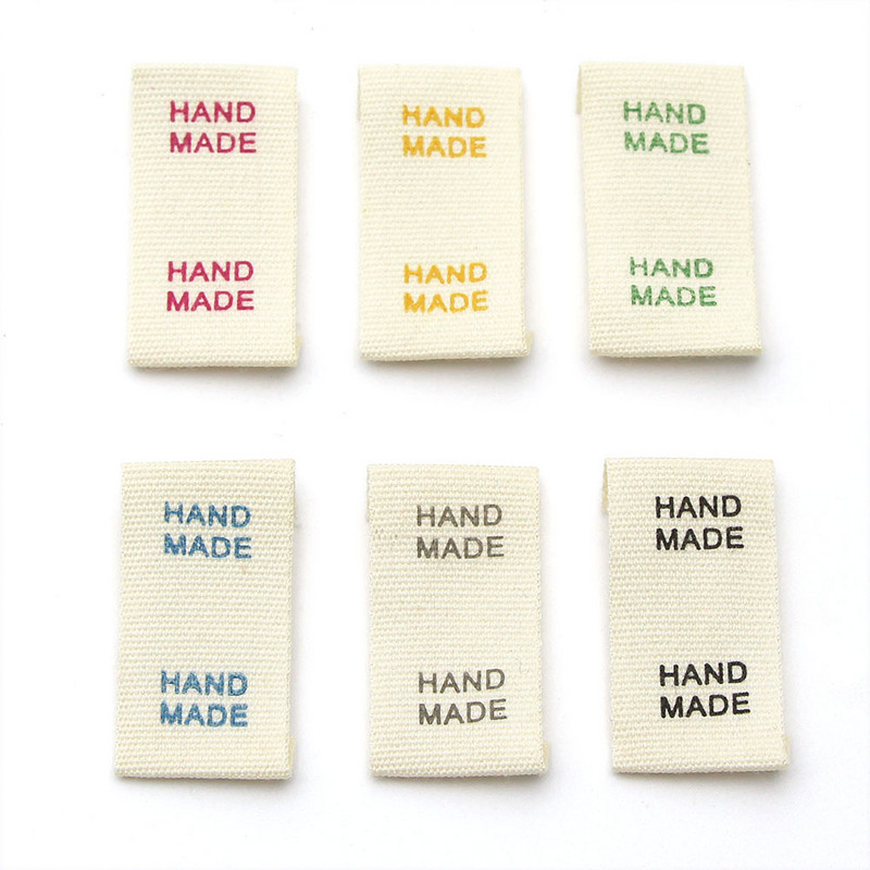 50 vnt. balto audinio etiketės Medvilninės rankų darbo etiketės skrybėlėms krepšiams austos rankų darbo etiketės drabužiams siuvimas amatai drabužių priedai