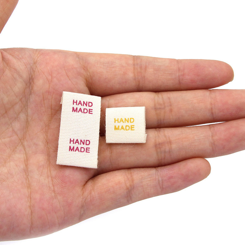 50 vnt. balto audinio etiketės Medvilninės rankų darbo etiketės skrybėlėms krepšiams austos rankų darbo etiketės drabužiams siuvimas amatai drabužių priedai