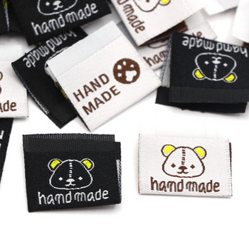 50 τμχ Cute Panda Χειροποίητες Ετικέτες Μαύρο Λευκό Βαμβακερό ύφασμα Ετικέτες για ρούχα χειροποίητες ετικέτες Αξεσουάρ ενδυμάτων 25*45mm
