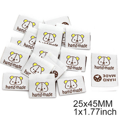50 komada slatke pande Ručno izrađene etikete Crno-bijele oznake od pamučne tkanine za odjeću Ručno izrađene etikete Dodaci za odjeću 25*45 MM