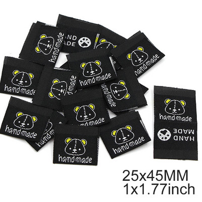 50 komada slatke pande Ručno izrađene etikete Crno-bijele oznake od pamučne tkanine za odjeću Ručno izrađene etikete Dodaci za odjeću 25*45 MM