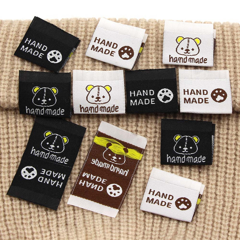 50 komada slatke pande Ručno izrađene etikete Crno-bijele oznake od pamučne tkanine za odjeću Ručno izrađene etikete Dodaci za odjeću 25*45 MM