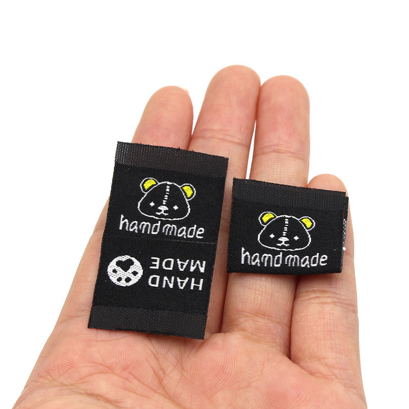 50 komada slatke pande Ručno izrađene etikete Crno-bijele oznake od pamučne tkanine za odjeću Ručno izrađene etikete Dodaci za odjeću 25*45 MM