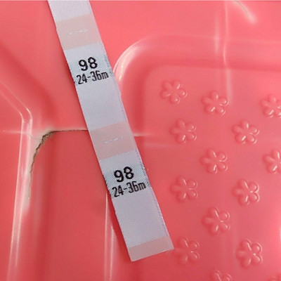 50 KOM Bijela damast poliesterska tkanina s oznakom veličine oznake za bebe 56 62 68 74 80 86 92 98 1-2m/6-9m/9-12m/12-18m/24-36m