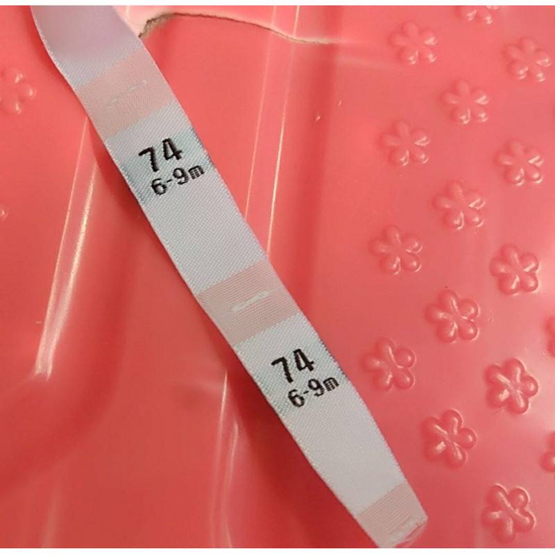 50 KOM Bijela damast poliesterska tkanina s oznakom veličine oznake za bebe 56 62 68 74 80 86 92 98 1-2m/6-9m/9-12m/12-18m/24-36m