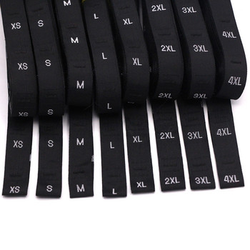 Ετικέτες μεγέθους 500 τμχ Μαύρο Λευκό βαμβακερό Ετικέτες Υφαντές ετικέτες για ρούχα Υφασμάτινα ρούχα Αξεσουάρ ραπτικής XS SML XL 2XL 3XL 4XL