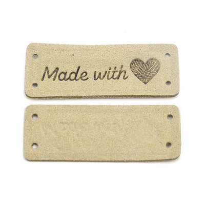 20kom kožnih naljepnica Oznake Ručno izrađene naljepnice DIY kape Torbe 2x5CM Ručno izrađene s ljubavlju Oznake Šivanje naljepnica Dodaci za odjeću