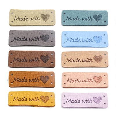 20kom kožnih naljepnica Oznake Ručno izrađene naljepnice DIY kape Torbe 2x5CM Ručno izrađene s ljubavlju Oznake Šivanje naljepnica Dodaci za odjeću