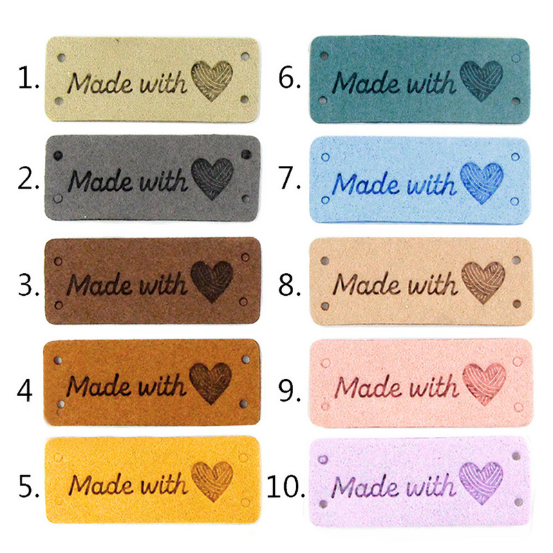 20kom kožnih naljepnica Oznake Ručno izrađene naljepnice DIY kape Torbe 2x5CM Ručno izrađene s ljubavlju Oznake Šivanje naljepnica Dodaci za odjeću