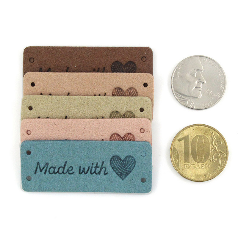20kom kožnih naljepnica Oznake Ručno izrađene naljepnice DIY kape Torbe 2x5CM Ručno izrađene s ljubavlju Oznake Šivanje naljepnica Dodaci za odjeću