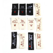 100 PCs Cartoon Hand Made With Love Ραπτομηχανή Μοτίβο ετικέτας Ετικέτες Ορθογώνιο πολυεστερικό υφασμάτινο Ετικέτες Κέντημα Ετικέτα ενδυμάτων