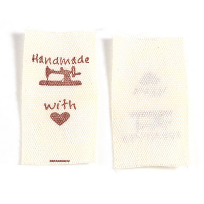 100 PCs Cartoon Hand Made With Love Ραπτομηχανή Μοτίβο ετικέτας Ετικέτες Ορθογώνιο πολυεστερικό υφασμάτινο Ετικέτες Κέντημα Ετικέτα ενδυμάτων