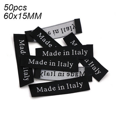 50 db Olaszországban gyártott Franciaország Oroszország Szőtt címkék Kézzel készített címkék Fekete fehér pamut kézzel készített címke ruházathoz Kalapok Táskák Dekoráció