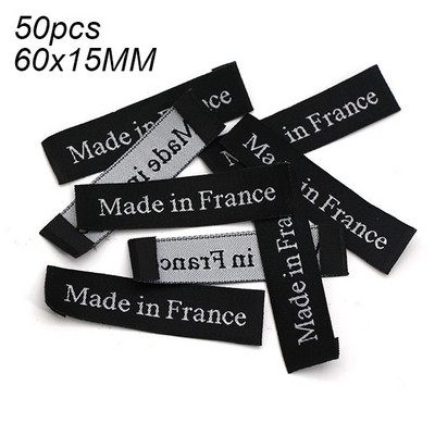 50 db Olaszországban gyártott Franciaország Oroszország Szőtt címkék Kézzel készített címkék Fekete fehér pamut kézzel készített címke ruházathoz Kalapok Táskák Dekoráció