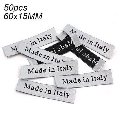 50 db Olaszországban gyártott Franciaország Oroszország Szőtt címkék Kézzel készített címkék Fekete fehér pamut kézzel készített címke ruházathoz Kalapok Táskák Dekoráció