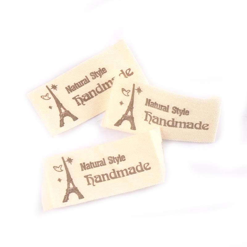 Bézs kézimunka pamut szőtt címkék barkácsvarráshoz Ruha Szövet Táskák Cipők Táskák Kézzel készített Ruha Címkék Ápolás 50db c2182