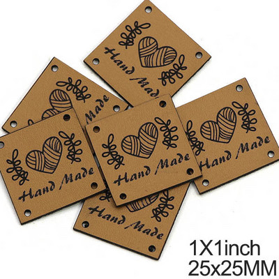 20 vnt. rankų darbo etikečių etiketės 1 colio širdies odinė etiketė rankų darbo drabužių etiketės Rankų darbo „pasidaryk pats“ skrybėlių krepšys drabužių priedams siūti