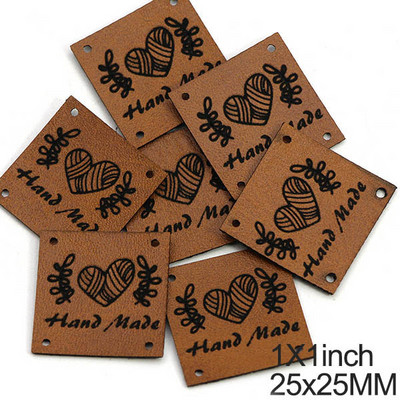 20 vnt. rankų darbo etikečių etiketės 1 colio širdies odinė etiketė rankų darbo drabužių etiketės Rankų darbo „pasidaryk pats“ skrybėlių krepšys drabužių priedams siūti