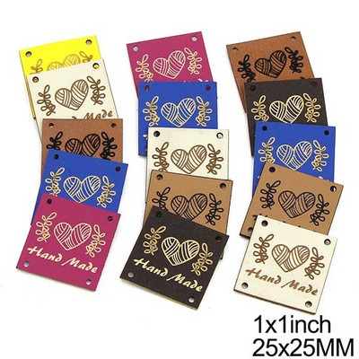 20 vnt. rankų darbo etikečių etiketės 1 colio širdies odinė etiketė rankų darbo drabužių etiketės Rankų darbo „pasidaryk pats“ skrybėlių krepšys drabužių priedams siūti