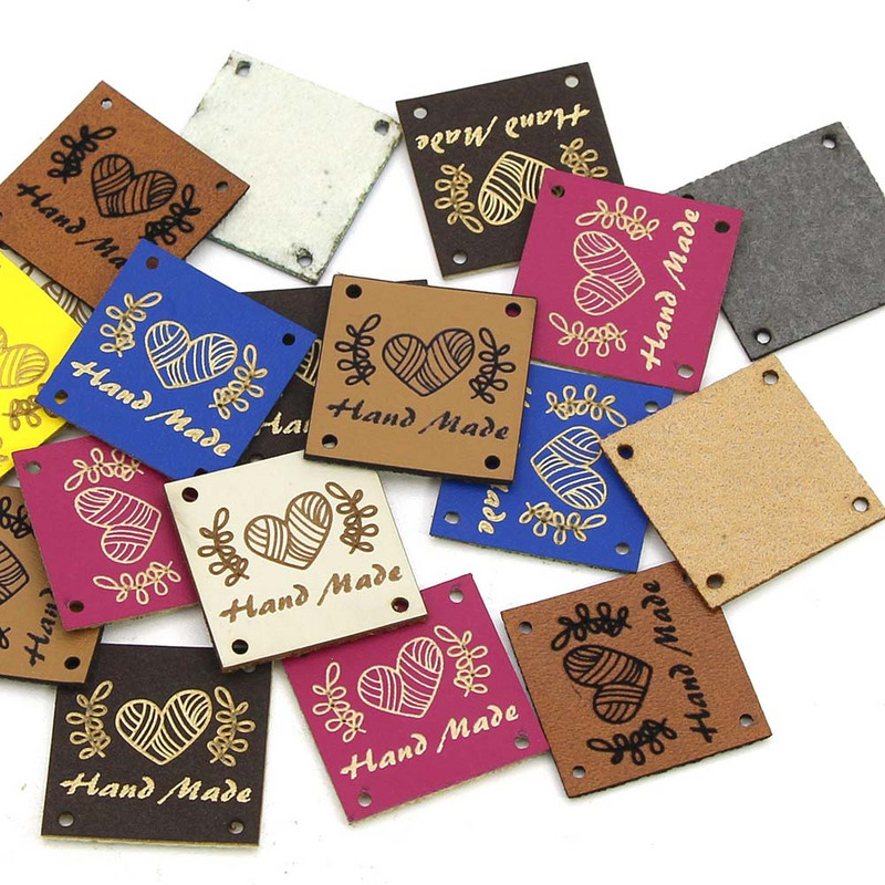 20 vnt. rankų darbo etikečių etiketės 1 colio širdies odinė etiketė rankų darbo drabužių etiketės Rankų darbo „pasidaryk pats“ skrybėlių krepšys drabužių priedams siūti