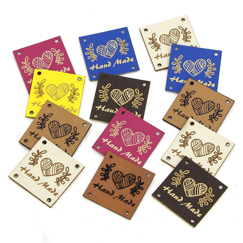20 vnt. rankų darbo etikečių etiketės 1 colio širdies odinė etiketė rankų darbo drabužių etiketės Rankų darbo „pasidaryk pats“ skrybėlių krepšys drabužių priedams siūti