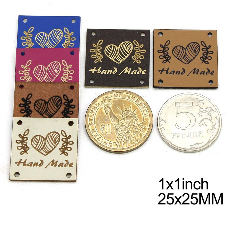 20 vnt. rankų darbo etikečių etiketės 1 colio širdies odinė etiketė rankų darbo drabužių etiketės Rankų darbo „pasidaryk pats“ skrybėlių krepšys drabužių priedams siūti