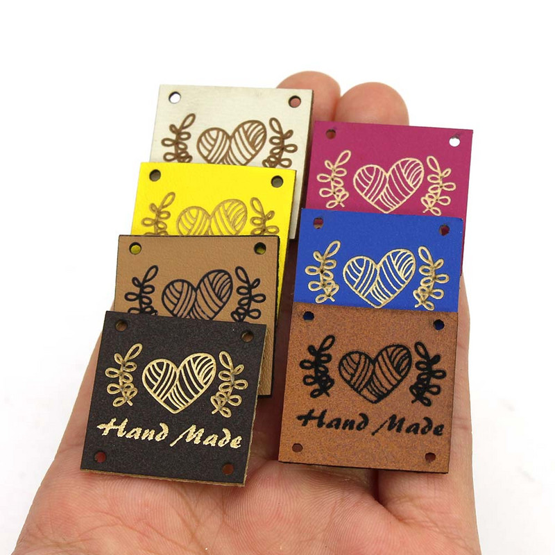 20 vnt. rankų darbo etikečių etiketės 1 colio širdies odinė etiketė rankų darbo drabužių etiketės Rankų darbo „pasidaryk pats“ skrybėlių krepšys drabužių priedams siūti
