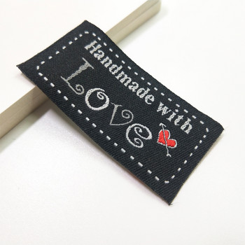100 τμχ Χειροποίητες Ετικέτες Love Heart Υφαντές ετικέτες ρούχων υφασμένες Ετικέτες DIY Flag Labels για Αξεσουάρ ραπτικής ενδυμάτων
