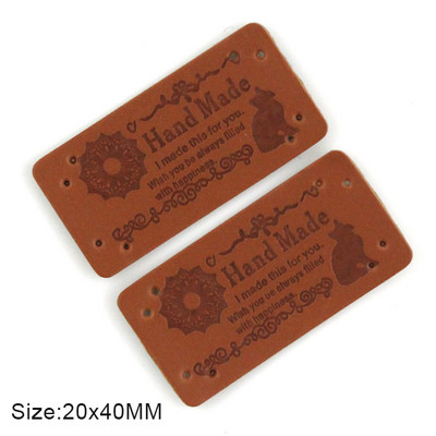 PU odos etiketės siuvimo reikmenims Rankų darbo etiketės 20*40MM rudos etiketės Rankų darbo drabužiams Kepurės DIY Rankdarbiai