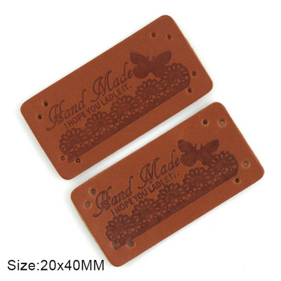PU odos etiketės siuvimo reikmenims Rankų darbo etiketės 20*40MM rudos etiketės Rankų darbo drabužiams Kepurės DIY Rankdarbiai