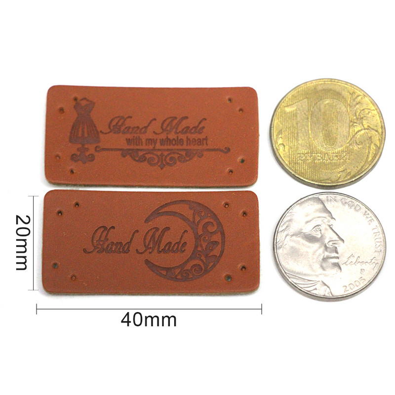 PU odos etiketės siuvimo reikmenims Rankų darbo etiketės 20*40MM rudos etiketės Rankų darbo drabužiams Kepurės DIY Rankdarbiai