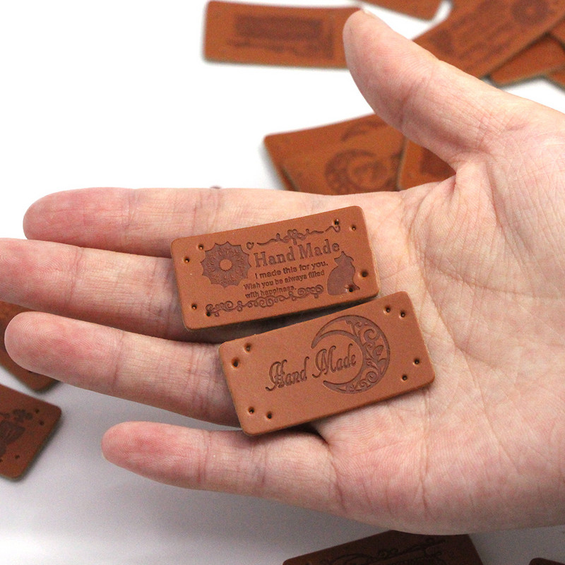 PU odos etiketės siuvimo reikmenims Rankų darbo etiketės 20*40MM rudos etiketės Rankų darbo drabužiams Kepurės DIY Rankdarbiai