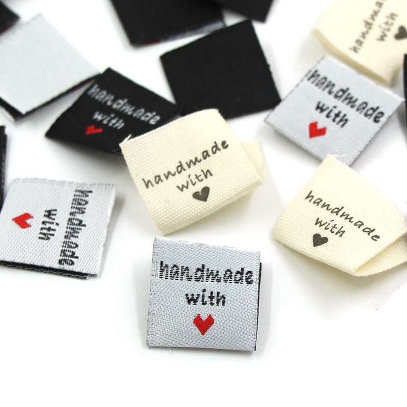 50 tk Käsitsi valmistatud armastusetiketid rõivasiltide jaoks Kangas käsitsi valmistatud silt Kootud sildid käsitsi valmistatud DIY kingituste õmblustarvikute jaoks