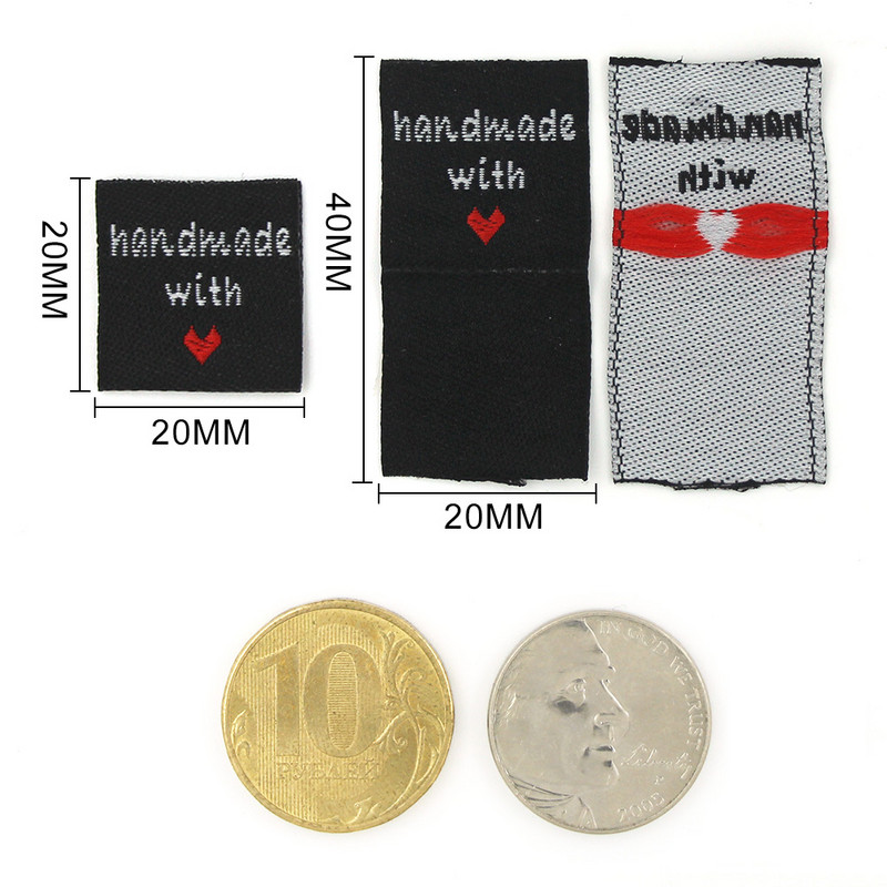 50 tk Käsitsi valmistatud armastusetiketid rõivasiltide jaoks Kangas käsitsi valmistatud silt Kootud sildid käsitsi valmistatud DIY kingituste õmblustarvikute jaoks