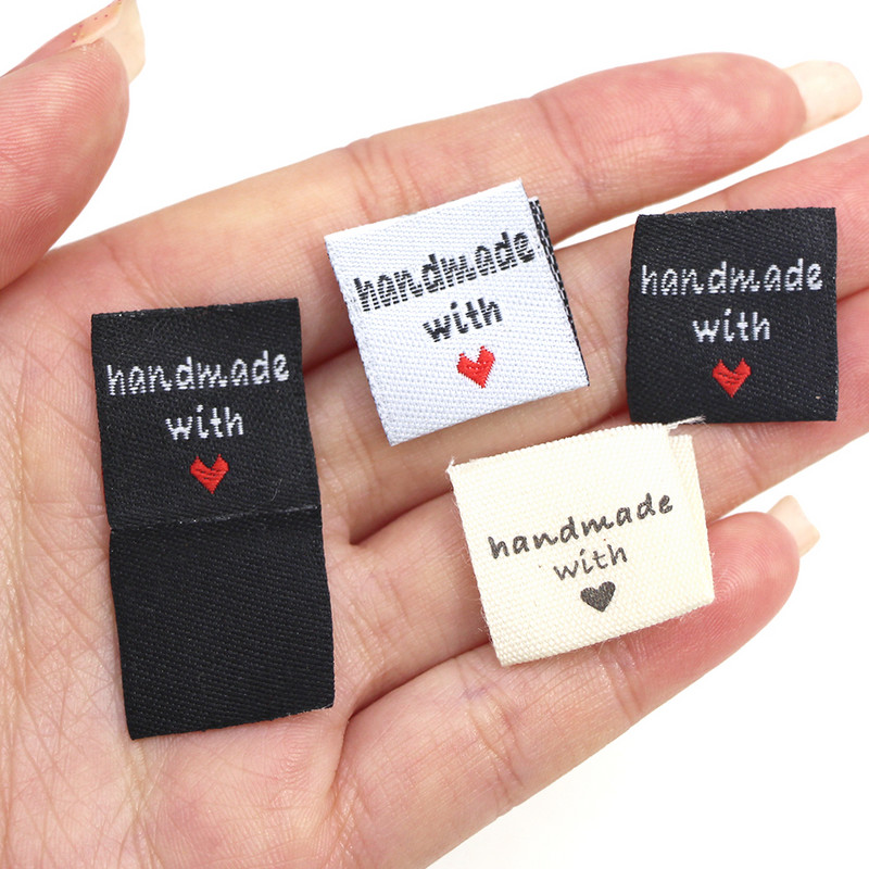 50 tk Käsitsi valmistatud armastusetiketid rõivasiltide jaoks Kangas käsitsi valmistatud silt Kootud sildid käsitsi valmistatud DIY kingituste õmblustarvikute jaoks