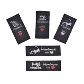 50 komada DIY naljepnica sa zastavicama za dodatke za šivanje odjeće, tkane ručno izrađene s ljubavlju, mačji šivaći stroj, naljepnice za odjeću, reljefne oznake