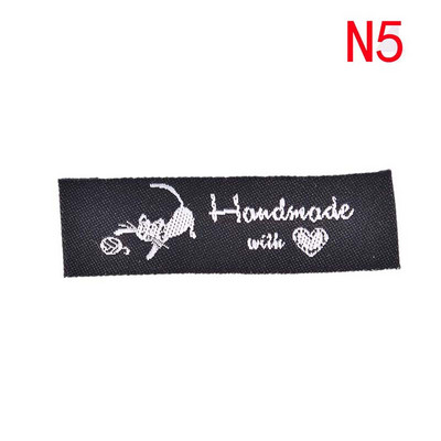 50 komada DIY naljepnica sa zastavicama za dodatke za šivanje odjeće, tkane ručno izrađene s ljubavlju, mačji šivaći stroj, naljepnice za odjeću, reljefne oznake