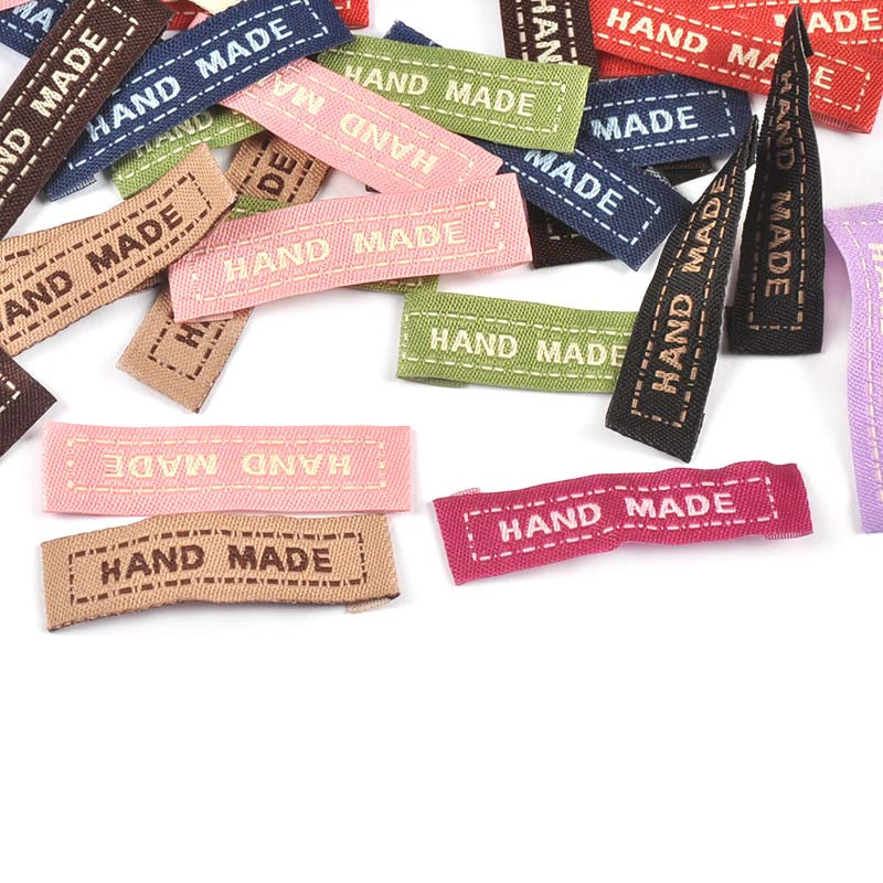 50 komada novih šarenih naljepnica s vezom Dodaci za odjeću DIY torba Cipele Odjeća koja se može prati Oznake za njegu Ručno izrađene šivaće rukotvorine c3629
