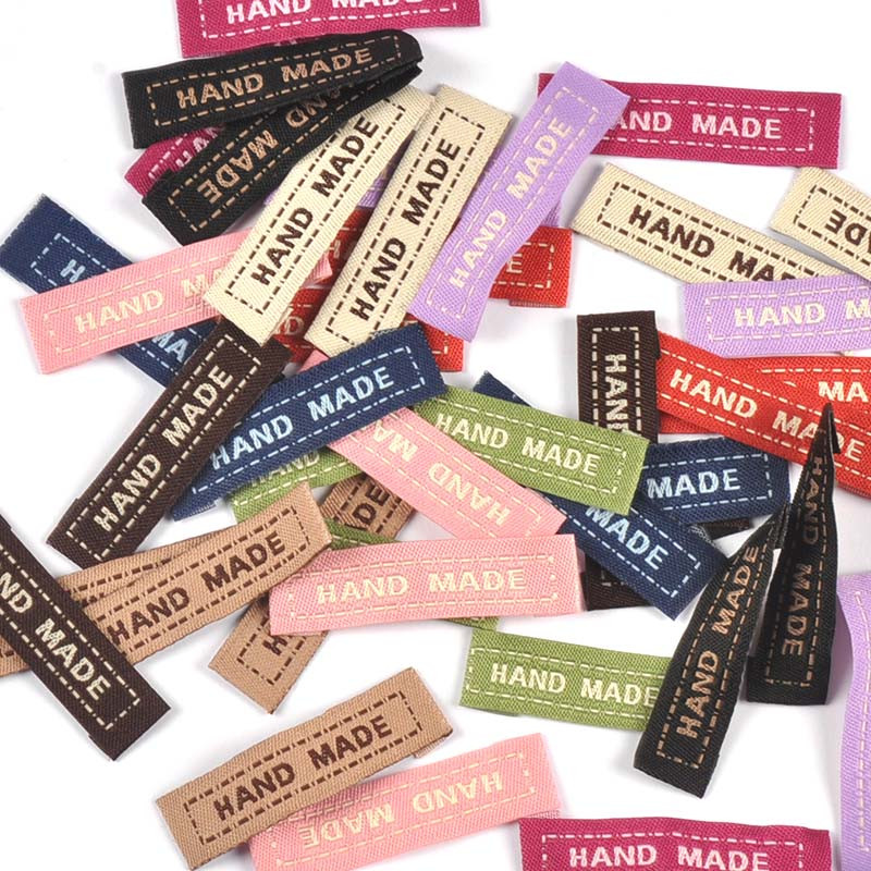 50 komada novih šarenih naljepnica s vezom Dodaci za odjeću DIY torba Cipele Odjeća koja se može prati Oznake za njegu Ručno izrađene šivaće rukotvorine c3629
