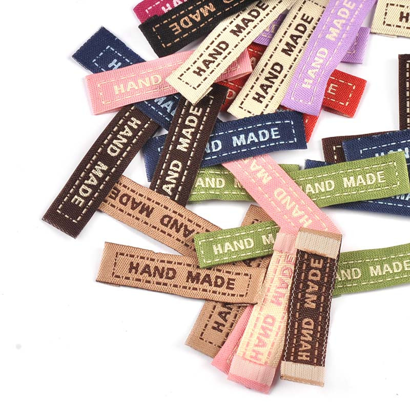 50 komada novih šarenih naljepnica s vezom Dodaci za odjeću DIY torba Cipele Odjeća koja se može prati Oznake za njegu Ručno izrađene šivaće rukotvorine c3629