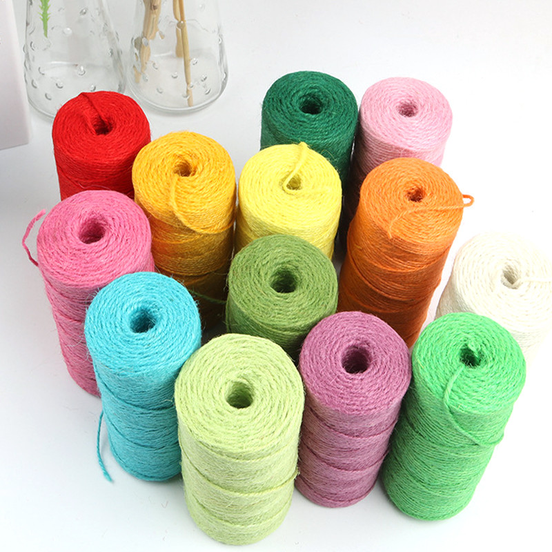 100 M/rullī krāsaina džutas aukla, dabiska rupjš audekls, hesiešu auklas kaņepju virve, džutas aukla mākslas darbiem. Dāvanu iesaiņojums