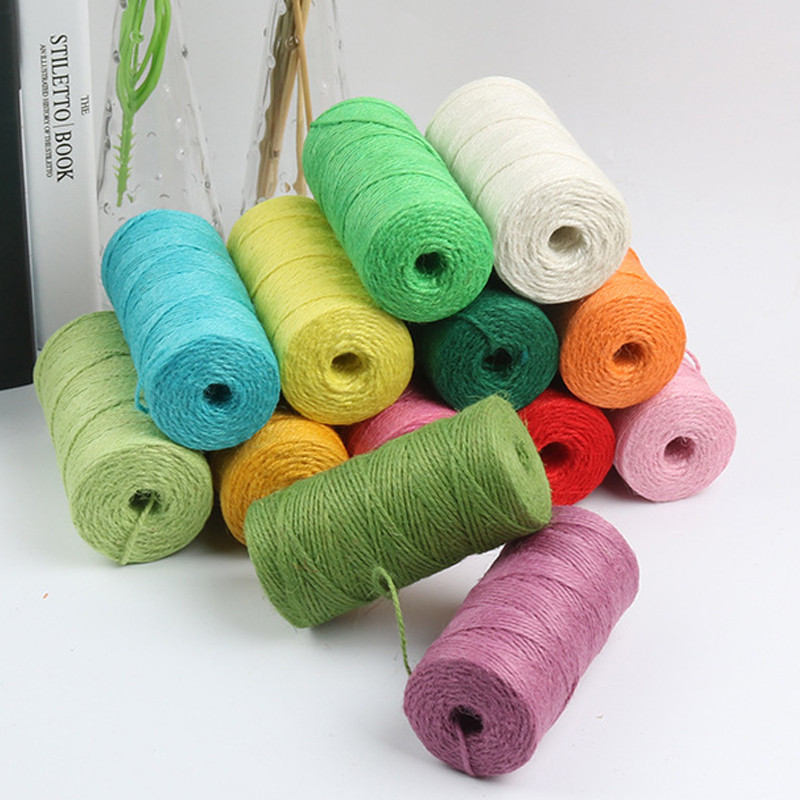 100 M/rullī krāsaina džutas aukla, dabiska rupjš audekls, hesiešu auklas kaņepju virve, džutas aukla mākslas darbiem. Dāvanu iesaiņojums